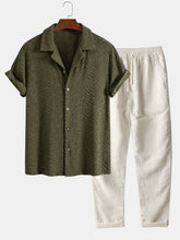 Animal Texture Terry Cuban Shirt & Straight Leg Linen Pants